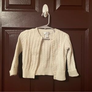 Polo Ralph Lauren Baby Girls Classic White & Pink Cable Knit Sweater 18M